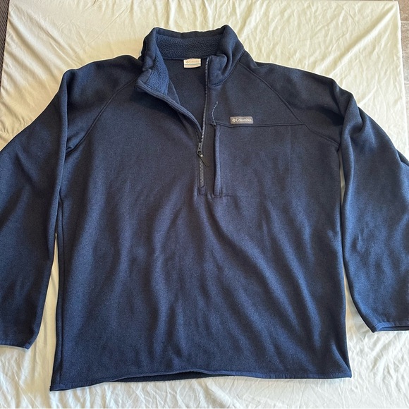 Columbia Men’s XL Navy Blue Fleece Pullover 1/4 Zip‎ Sweater Jacket Warm Outdoor - Picture 1 of 12